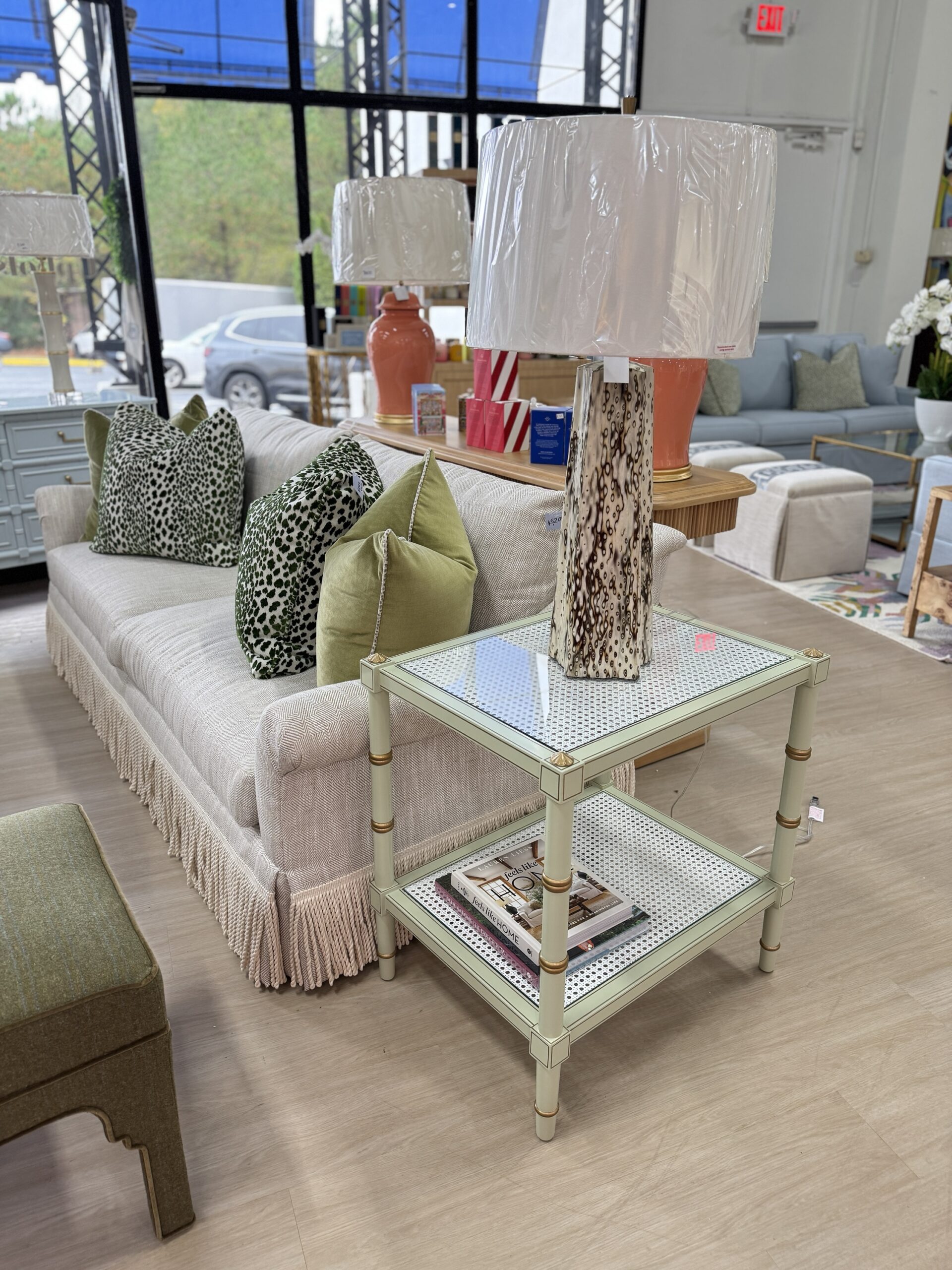 NEW | Cane Side Tables in green and Gold - Image 2