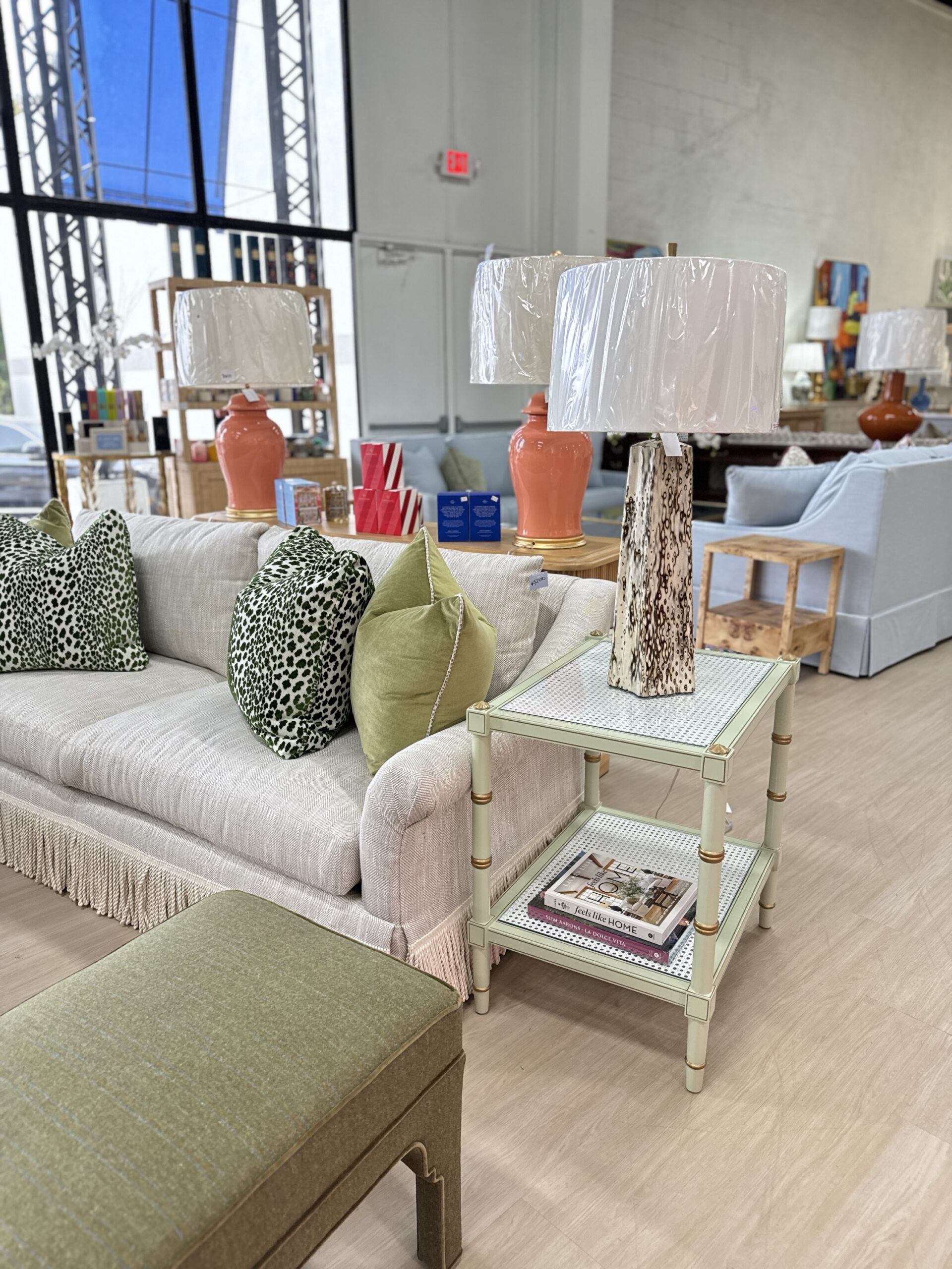 NEW | Cane Side Tables in green and Gold - Image 3