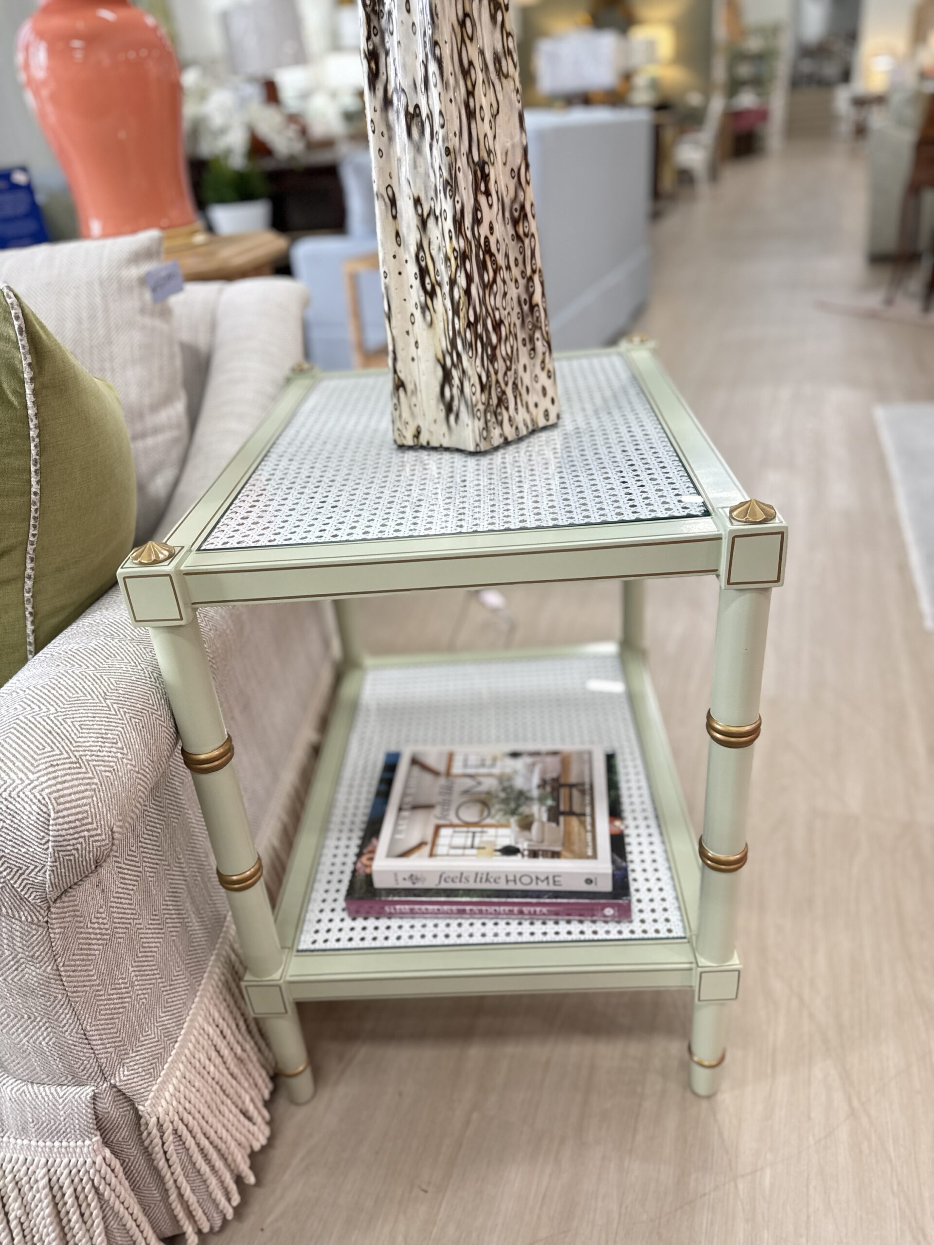 NEW | Cane Side Tables in green and Gold - Image 6