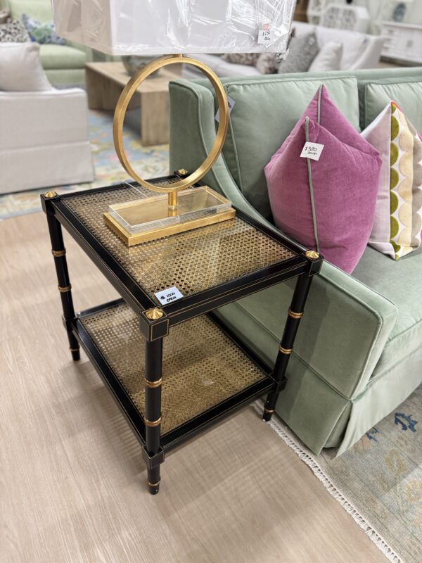NEW | Cane Side Tables in Black and Gold | Set of 2 Available | Ready to Ship!
