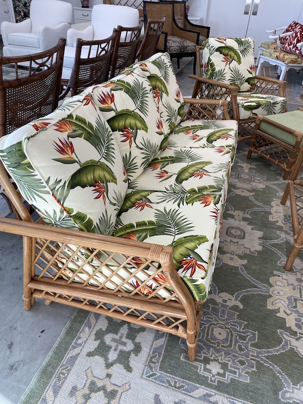 Vintage Patio Furniture Set with Loveseat, Table, Chair, and Ottoman Ready to Ship Poppy's