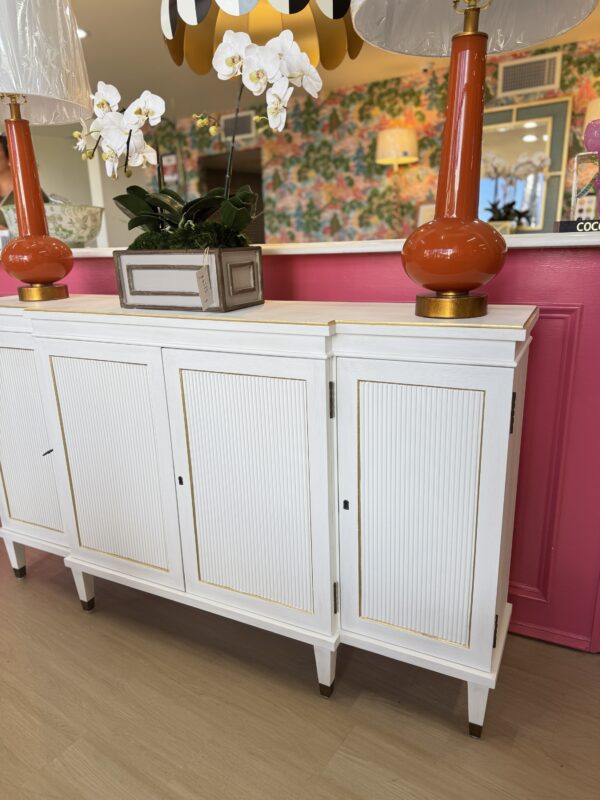 NEW | Swedish Reeded 4 Door Sideboard with Solid Brass Hardware | Ready to Ship! - Image 4