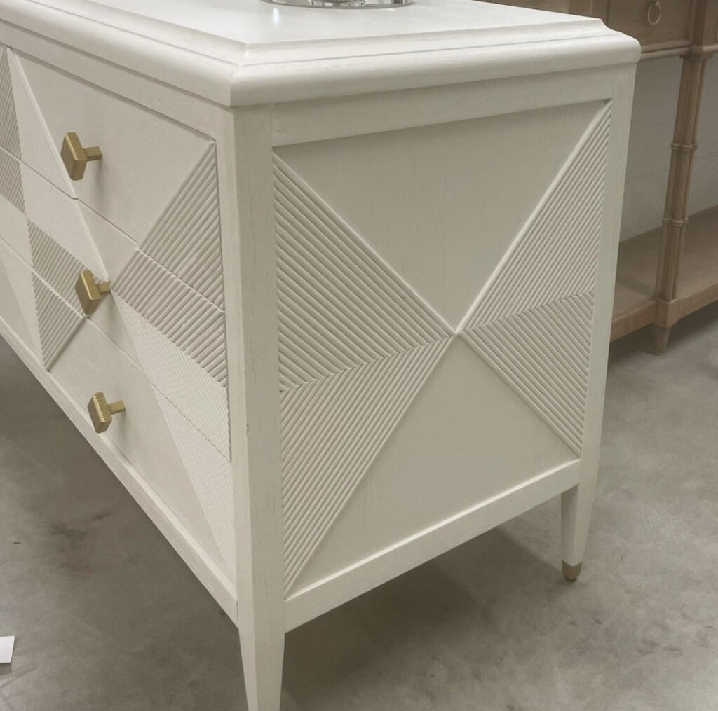 NEW French white wood textured dresser with gold hardware Poppy's