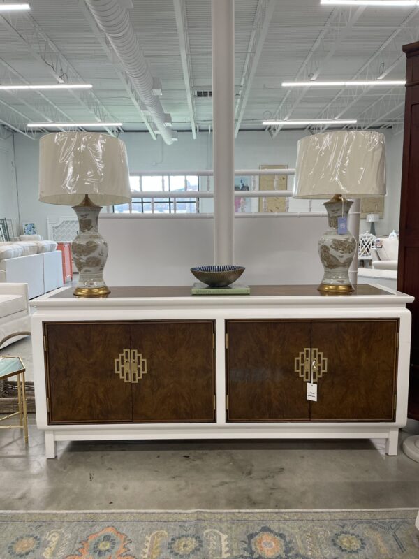 VINTAGE | feathered walnut buffet with lacquered trim