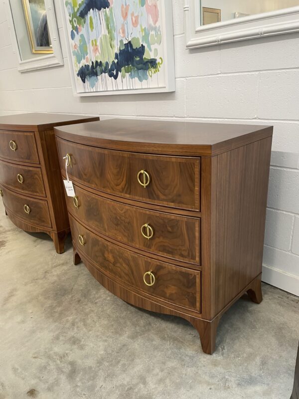 NEW | Set of Feathered walnut bow front chests - Image 3