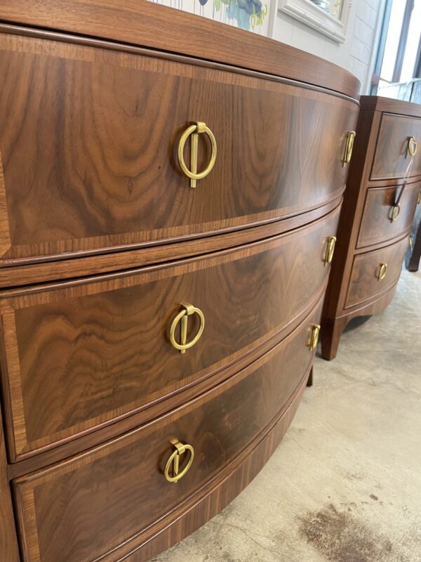NEW | Set of Feathered walnut bow front chests - Image 6