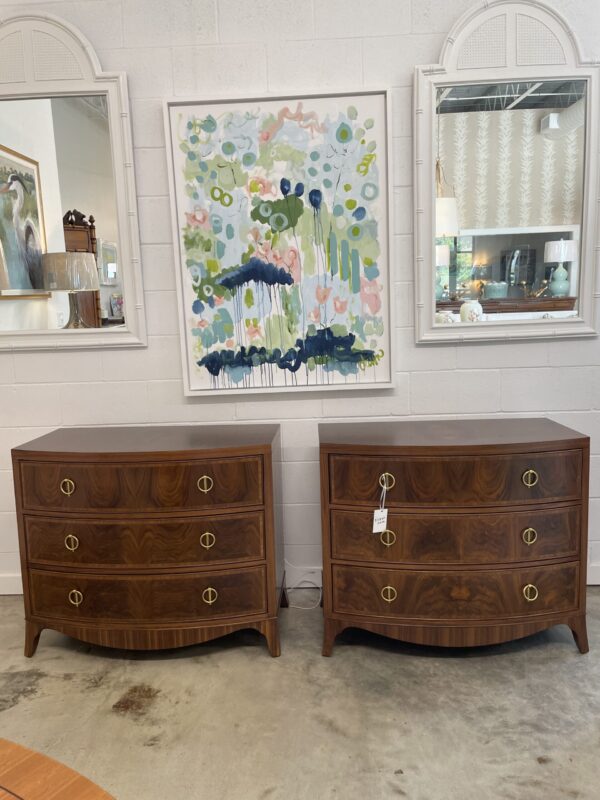 NEW | Set of Feathered walnut bow front chests - Image 2