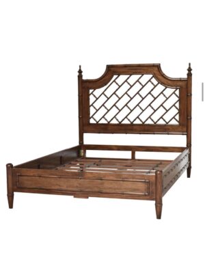 Chelsea Queen Bed in Dark wood TKB | faux bamboo