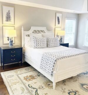 Queen white Chelsea faux bamboo bed