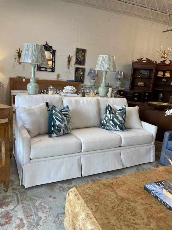 IN STOCK READY TO SHIP - Skirted  - no welt - performance fabric sofa - revolution Hailey bone - Image 3