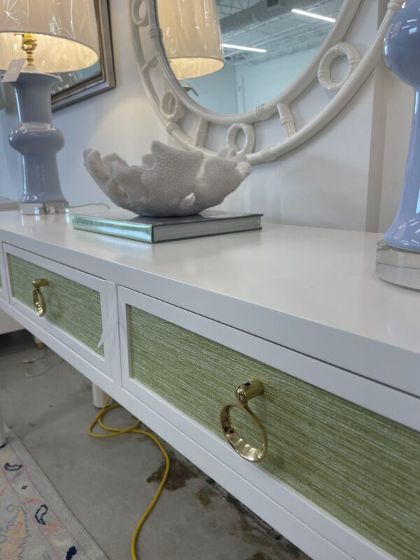 Green grass cloth console table - Image 2