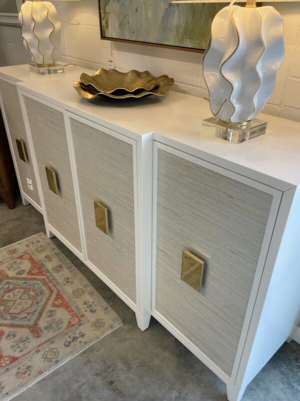 New white grass cloth 4 door buffet cradenza - Image 2
