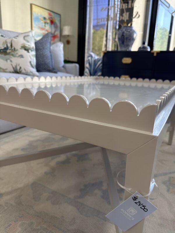 Scalloped coffee table lacquered in revere pewterr - Image 2