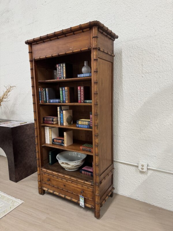 Faux bamboo vintage bookcase with open shelving - Image 4