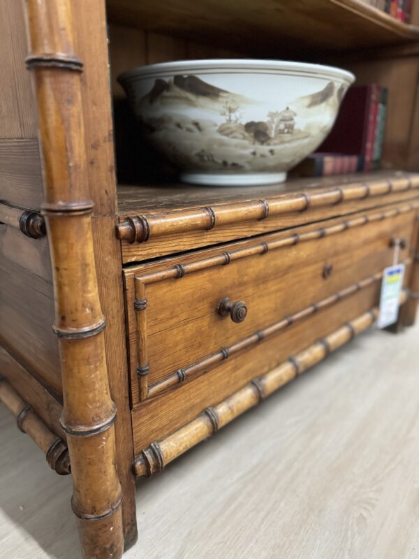 Faux bamboo vintage bookcase with open shelving - Image 2
