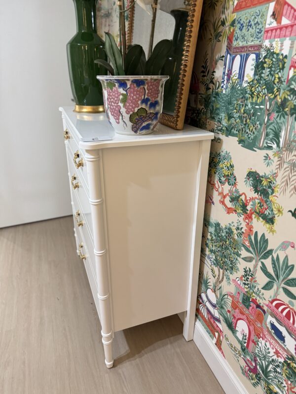 VINTAGE tall boy 4 drawer chest dresser lacquered in simply white! - Image 2