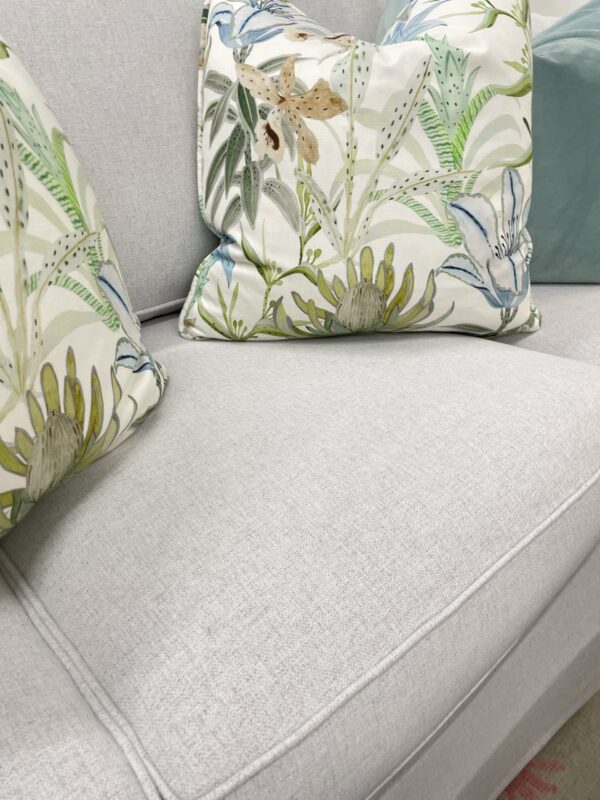 Custom order 4-8 weeks -High performance fabric Belgium Snow - curved arm skirted sofa - Image 2