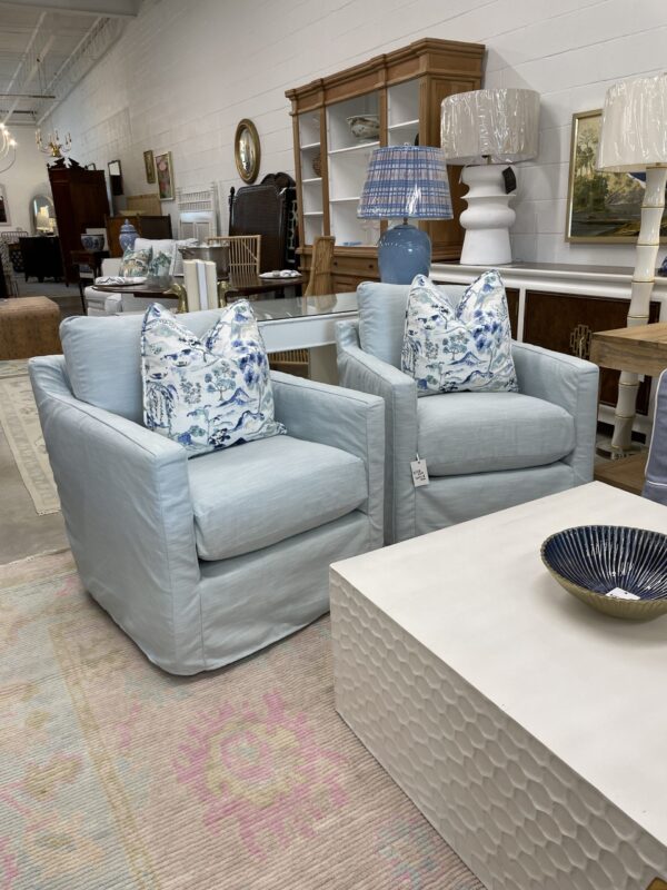 - SET OF Performance fabric slipcover swivel and rock chars! $1450 each - Image 2