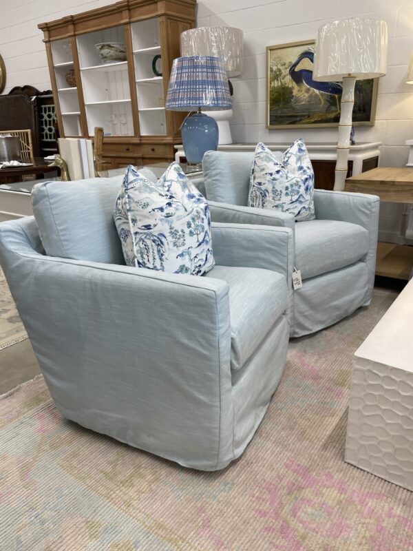 - SET OF Performance fabric slipcover swivel and rock chars! $1450 each - Image 3