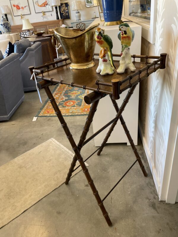Vintage! Faux bamboo serving tray stand