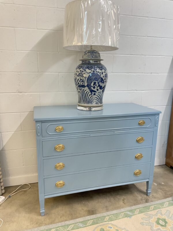 VINTAGE 4 drawer blue lacquered chest
