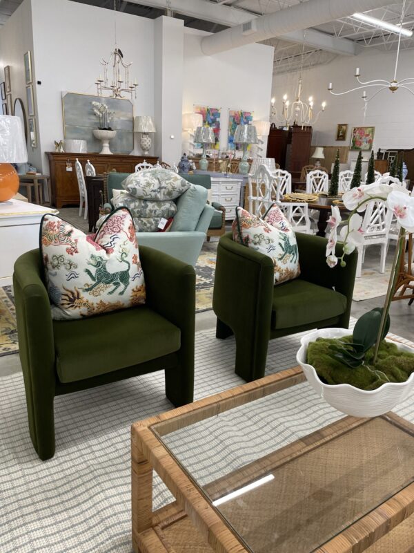 Velvet pesto club chairs! - sold as a set - Image 3
