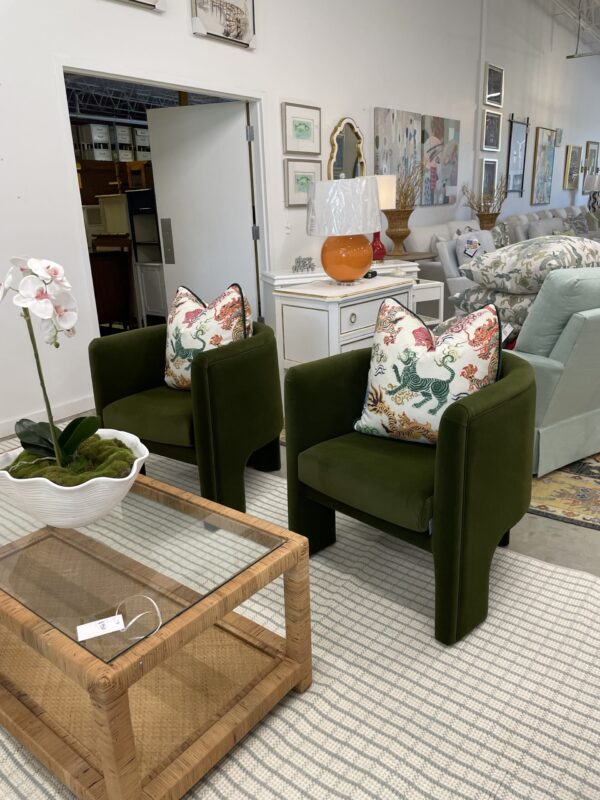 Velvet pesto club chairs! - sold as a set - Image 2