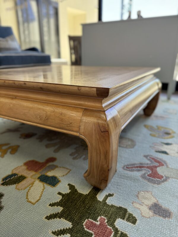 Vintage professionally refinished burlwood Ming foot coffee table - Image 8