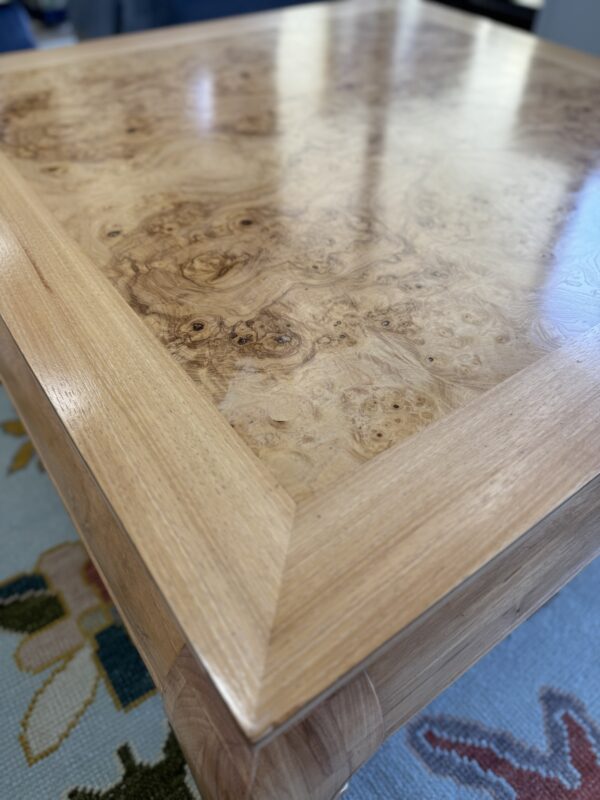 Vintage professionally refinished burlwood Ming foot coffee table - Image 7