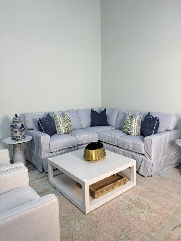 Caroline SLIPCOVER & machine washable sunbrella performance fabric sofa with a white welt - Image 7