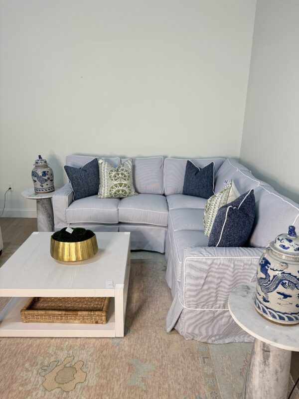Caroline SLIPCOVER & machine washable sunbrella performance fabric sofa with a white welt - Image 4