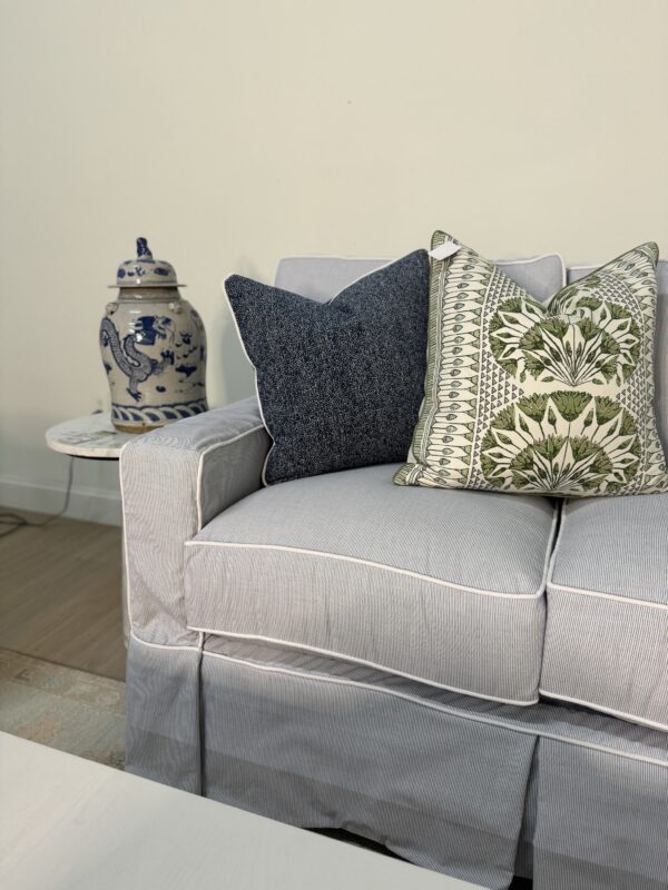 Caroline SLIPCOVER & machine washable sunbrella performance fabric sofa with a white welt - Image 6