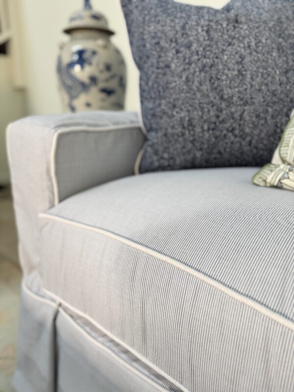 Caroline SLIPCOVER & machine washable sunbrella performance fabric sofa with a white welt - Image 2