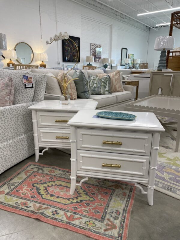 Pre order - 4- 6 weeks SET of Dixie ahloha Vintage night stands lacquered in simply white - Image 2