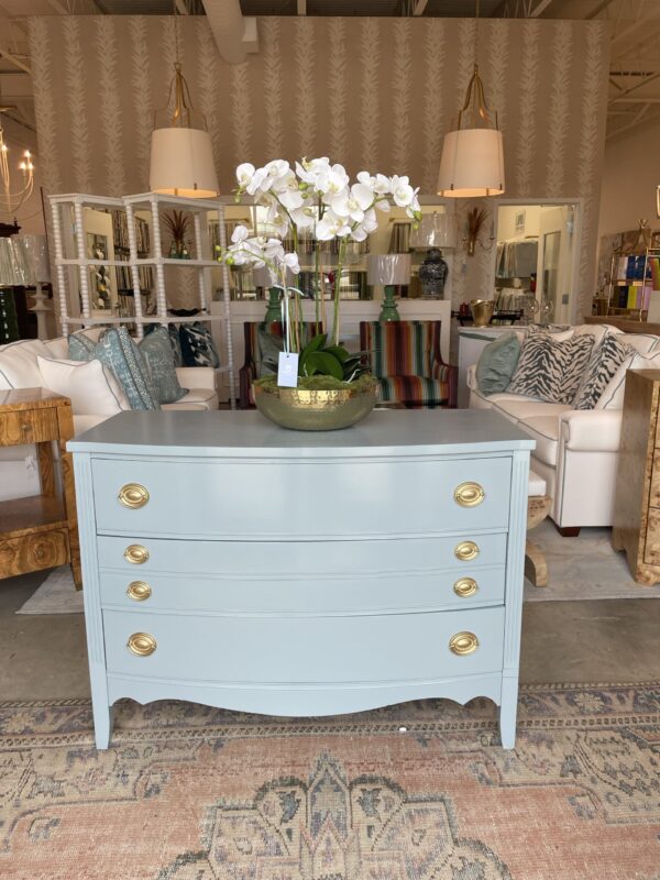 VINTAGE lacquered bowfront chest! - in color BM oval room blue - Image 3
