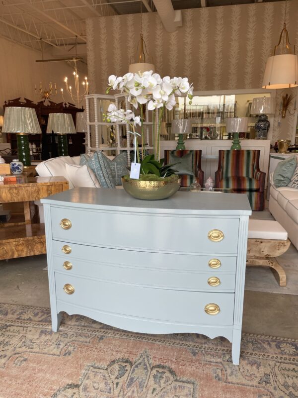 VINTAGE lacquered bowfront chest! - in color BM oval room blue