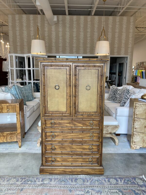 Vintage faux bamboo wooden armoire dresser ready for LACQUER any color!