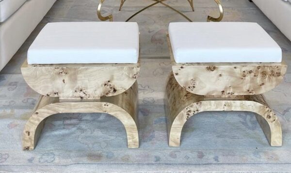 SET of 2 - burlwood upholstered ottoman stools - $975 each - Image 2