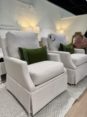 Juli arm swivel & rock chair set  in bleach cleanable fabric : revolution Hailey bone !- $1450 each