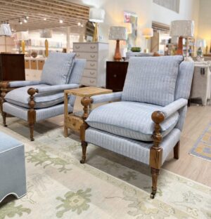 Bradstreet Chair in Lennox delft with a blue velvet welt