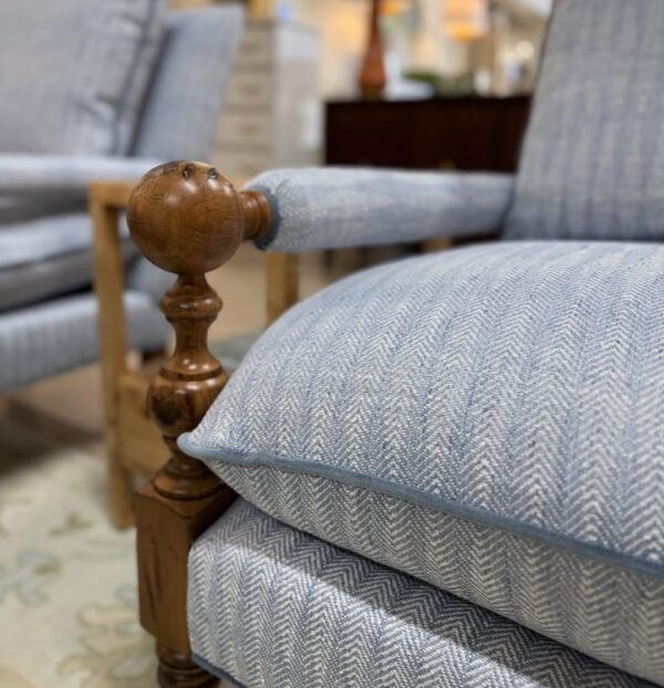 Bradstreet Chair in Lennox delft with a blue velvet welt - Image 2