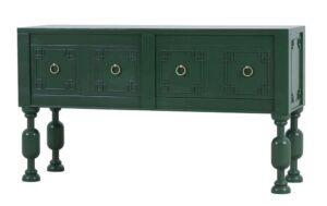 Chatsworth server in dark green finish with gold hardware