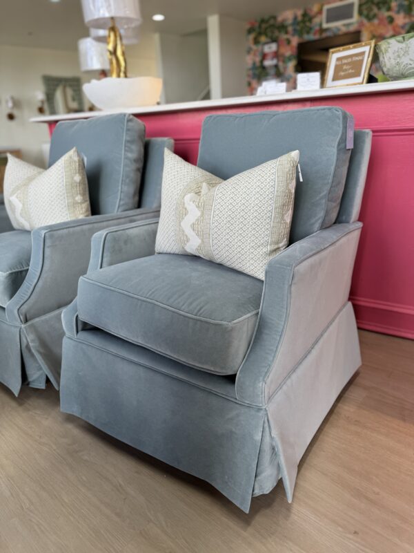 Juli arm swivel & rock chair in performance velvet banks heron  !- $1950 each - Image 2