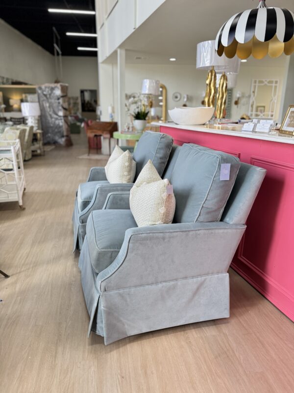 Juli arm swivel & rock chair in performance velvet banks heron  !- $1950 each - Image 3