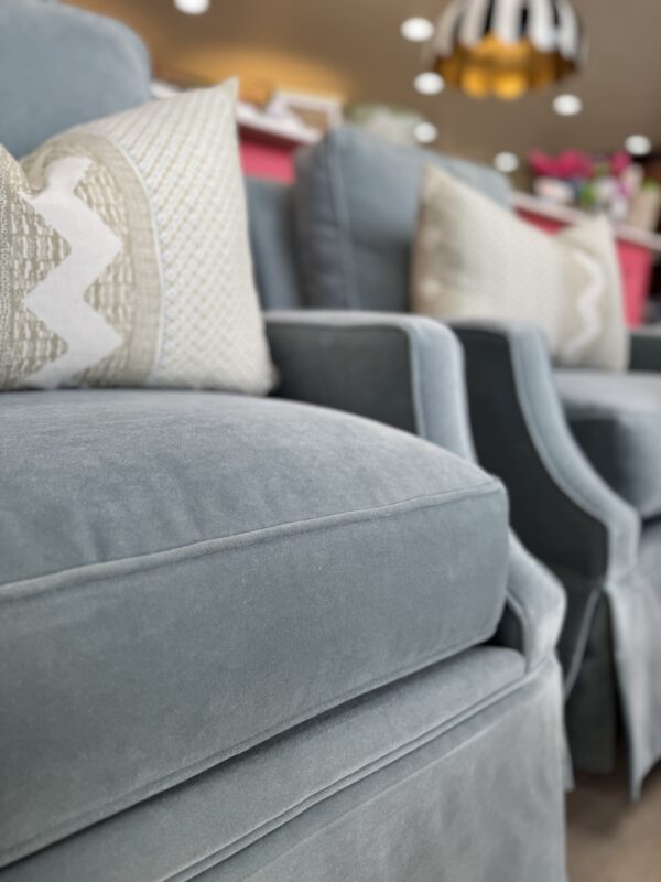 Juli arm swivel & rock chair in performance velvet banks heron  !- $1950 each - Image 4