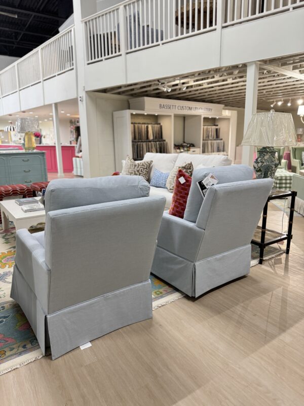 Juli arm swivel & rock chair in performance fabric oxfordon aqua  !- $1550 each - Image 4
