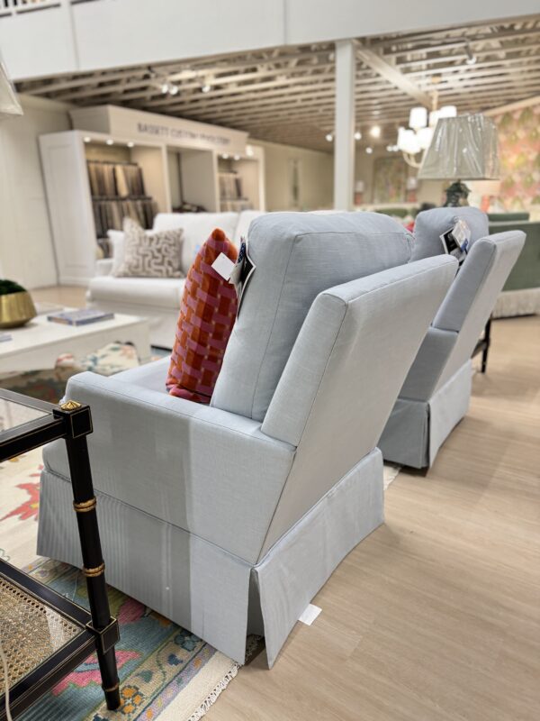 Juli arm swivel & rock chair in performance fabric oxfordon aqua  !- $1550 each - Image 3