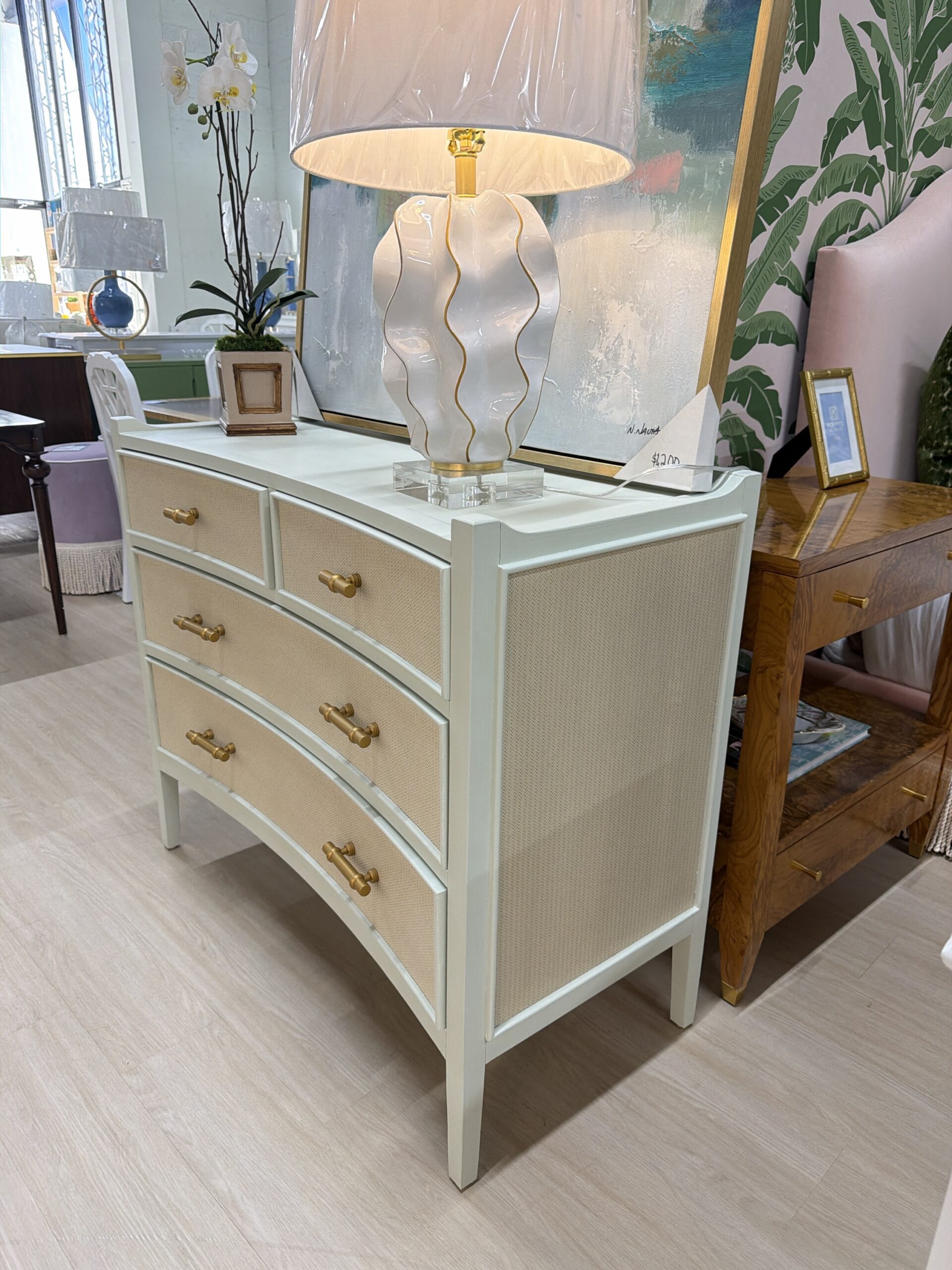 Blue and Grasscloth 4 drawer chest! Jane - Image 3