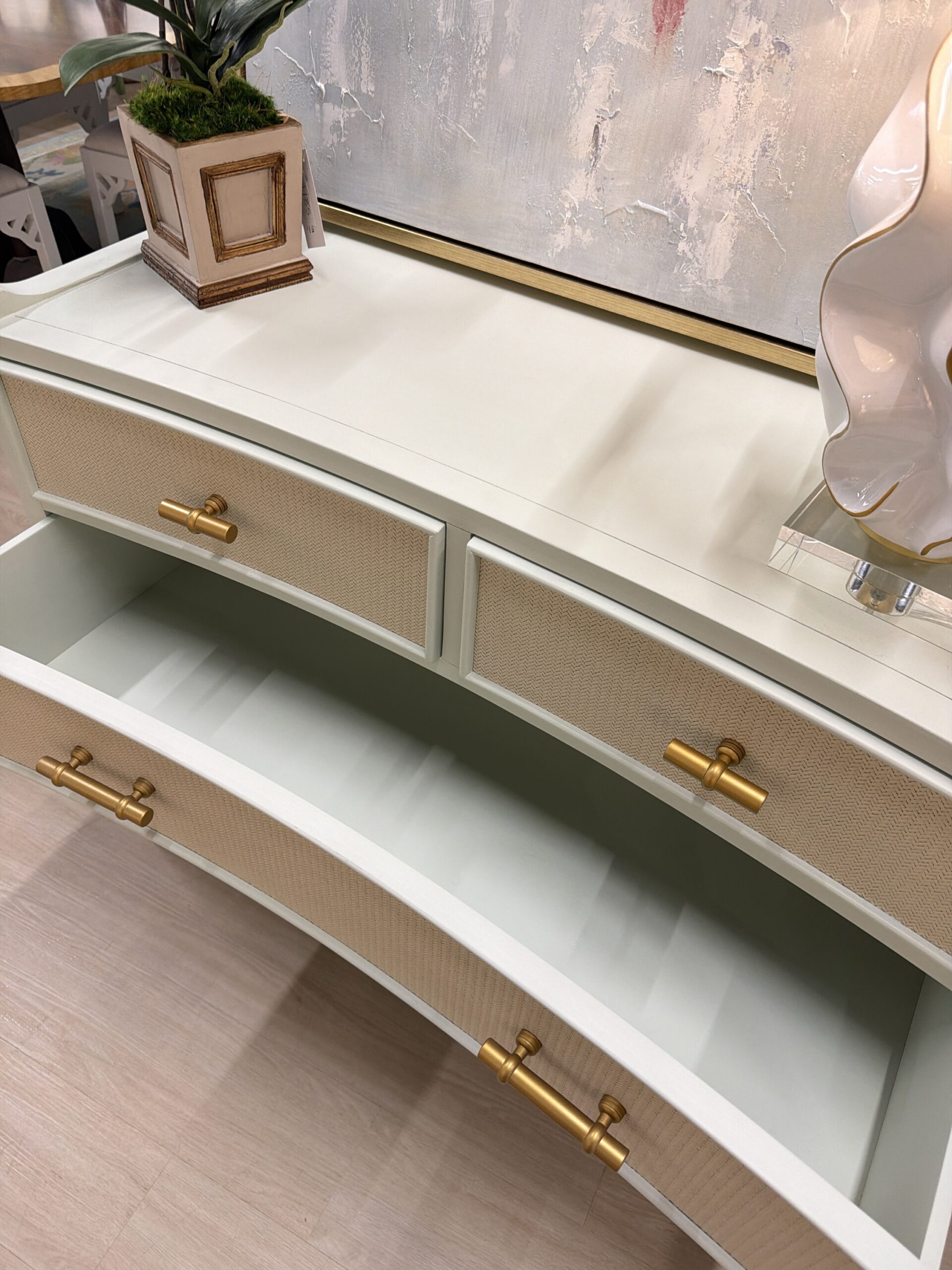 Blue and Grasscloth 4 drawer chest! Jane - Image 2