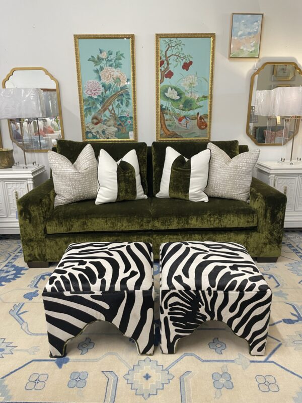 Massoud Bentley sofa in crushed green velvet 2 over 2 seat. - Image 5